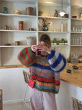 Bunter Damenpullover, Herbstkollektion, täglicher Komfort