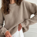 Weit geschnittener Damenpullover mit Rundhalsausschnitt aus Strick Herbstkollektion
