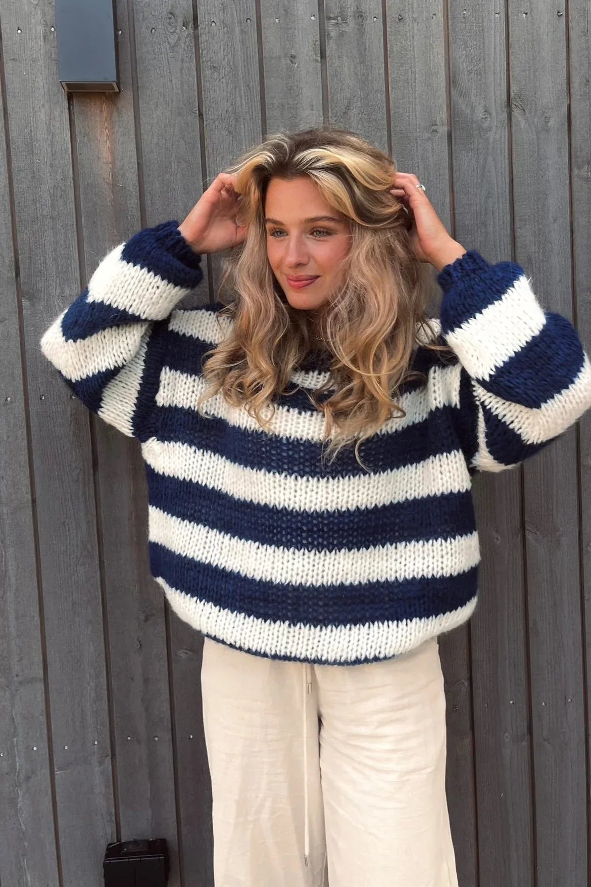 Pull Femme Ample Rayé Élégant 0