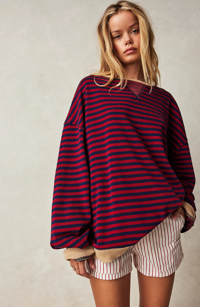 Pull Femme Ample à Rayures Élégant 3
