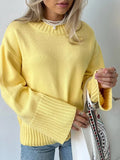 Pull Femme Col Rond Ample Décontracté Acryliqu