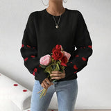Pulover damă casual cu guler rotund tricotat