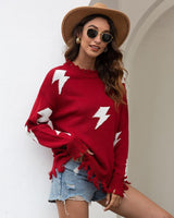 Pulover damă casual cu model fulger, lână  