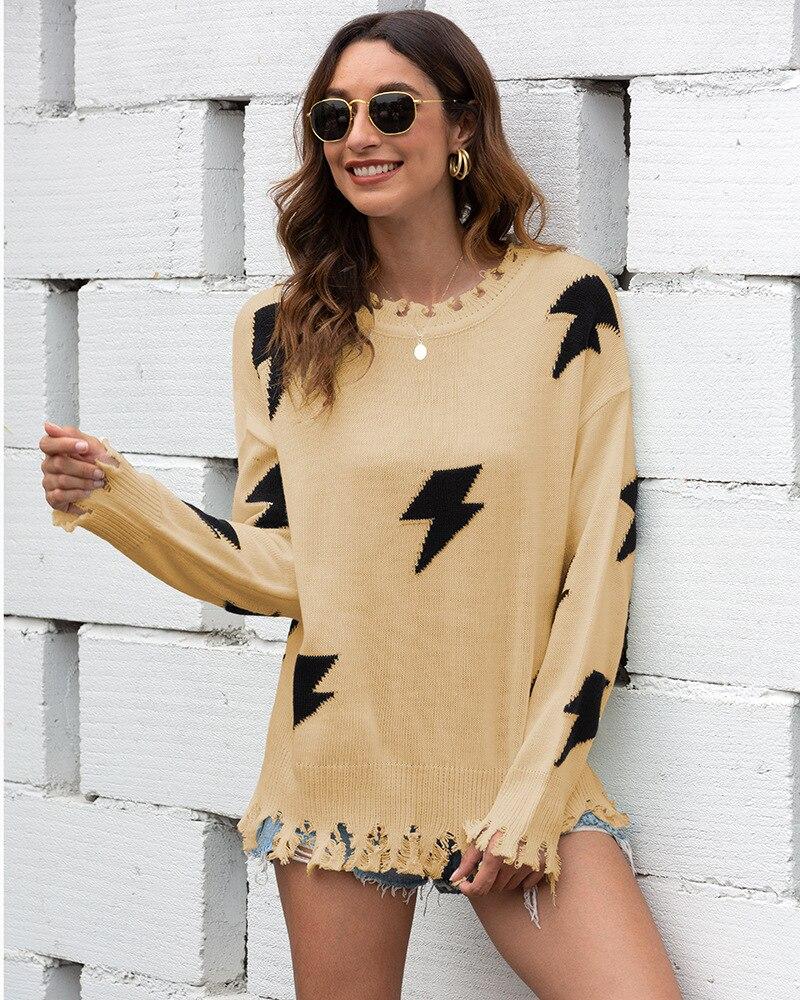 Pull Femme Décontracté à Motif Éclair 2