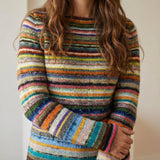 Pulover damă călduros retro, multicolor, lână  