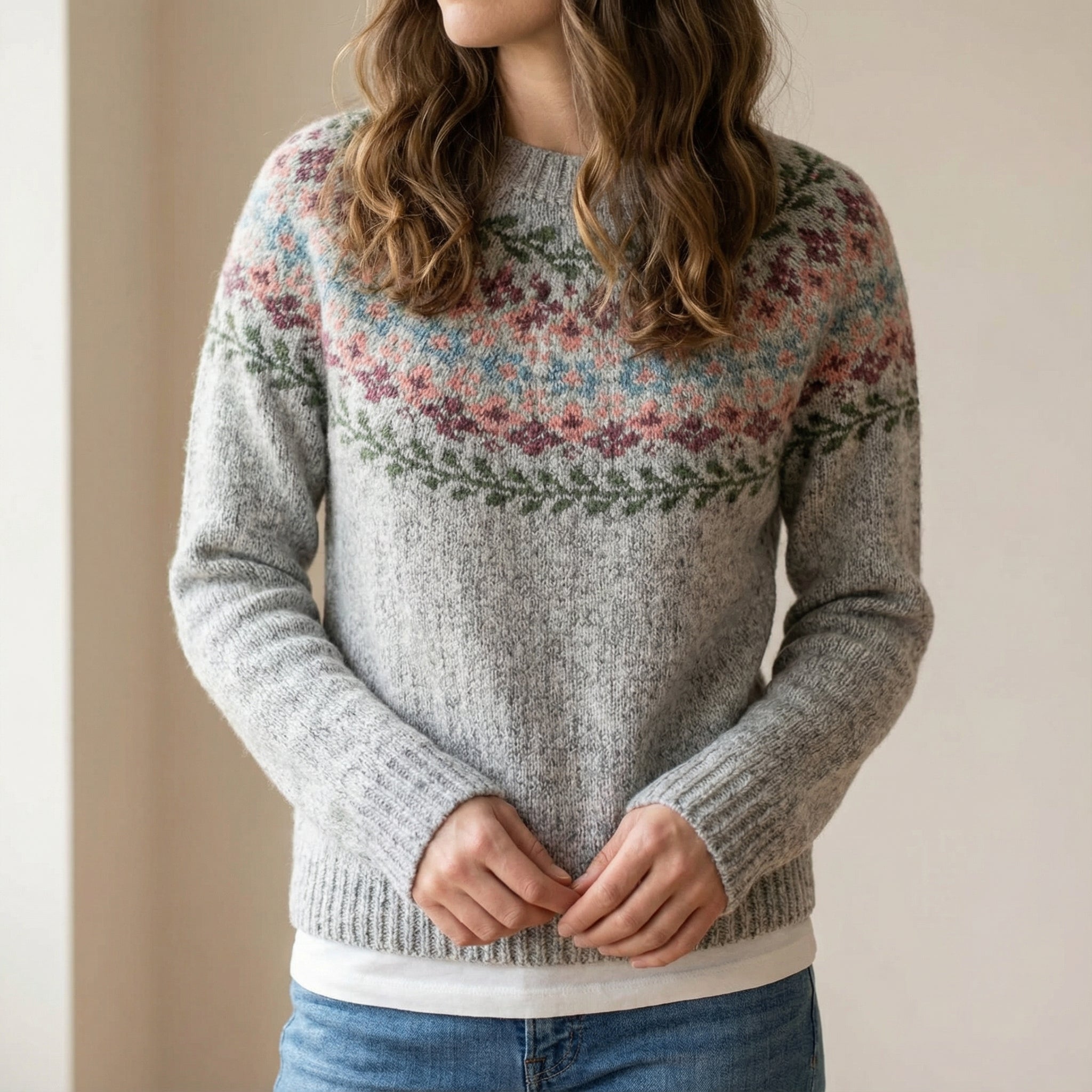 Gemütlicher Damenpullover Retro Skandinavisch Mehrfarbig