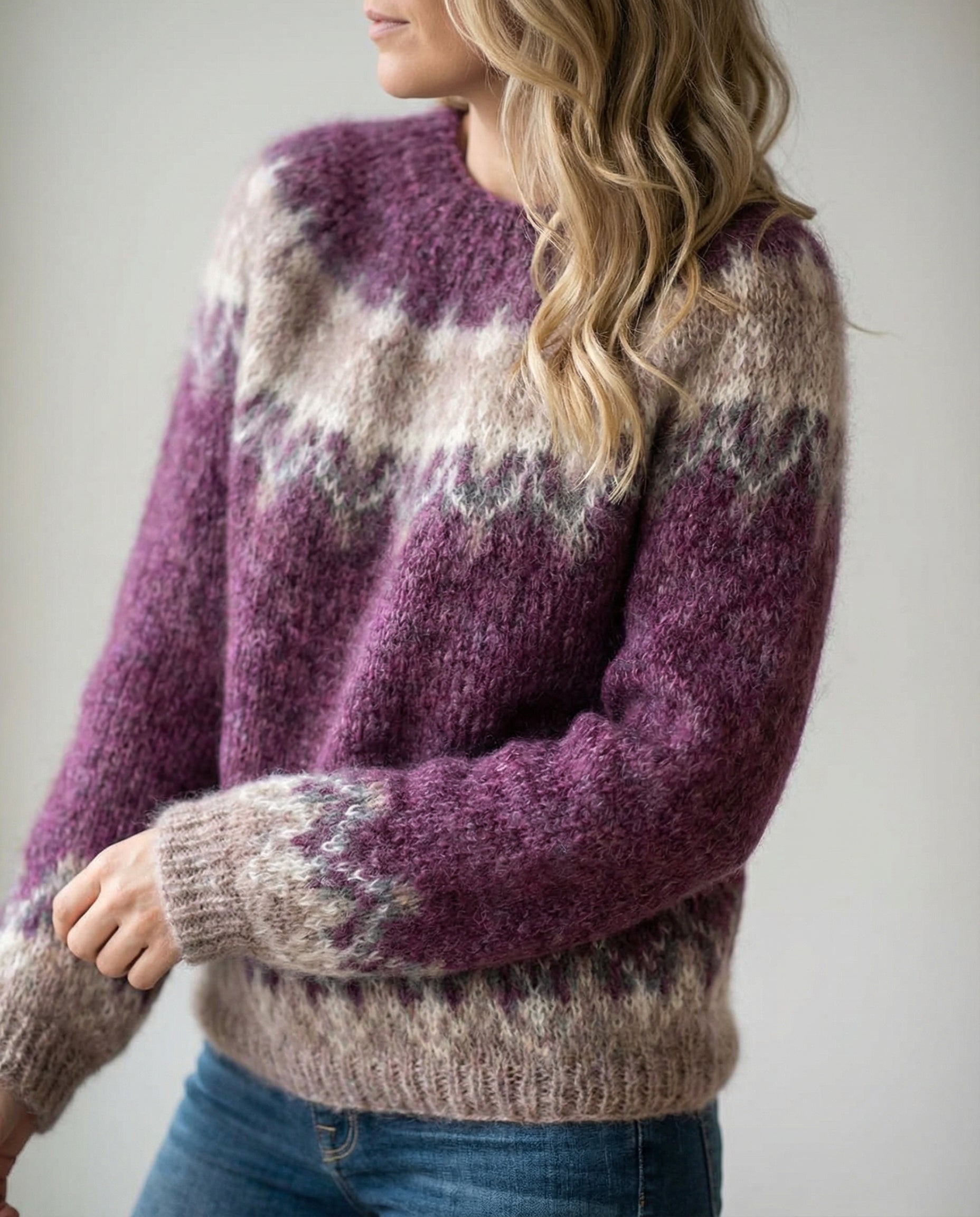 Gemütlicher Damenpullover aus warmem Mohair, schmeichelhafte Passform