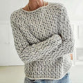 Damenpullover mit Bootsausschnitt, grau, Baumwolle Herbstkollektion