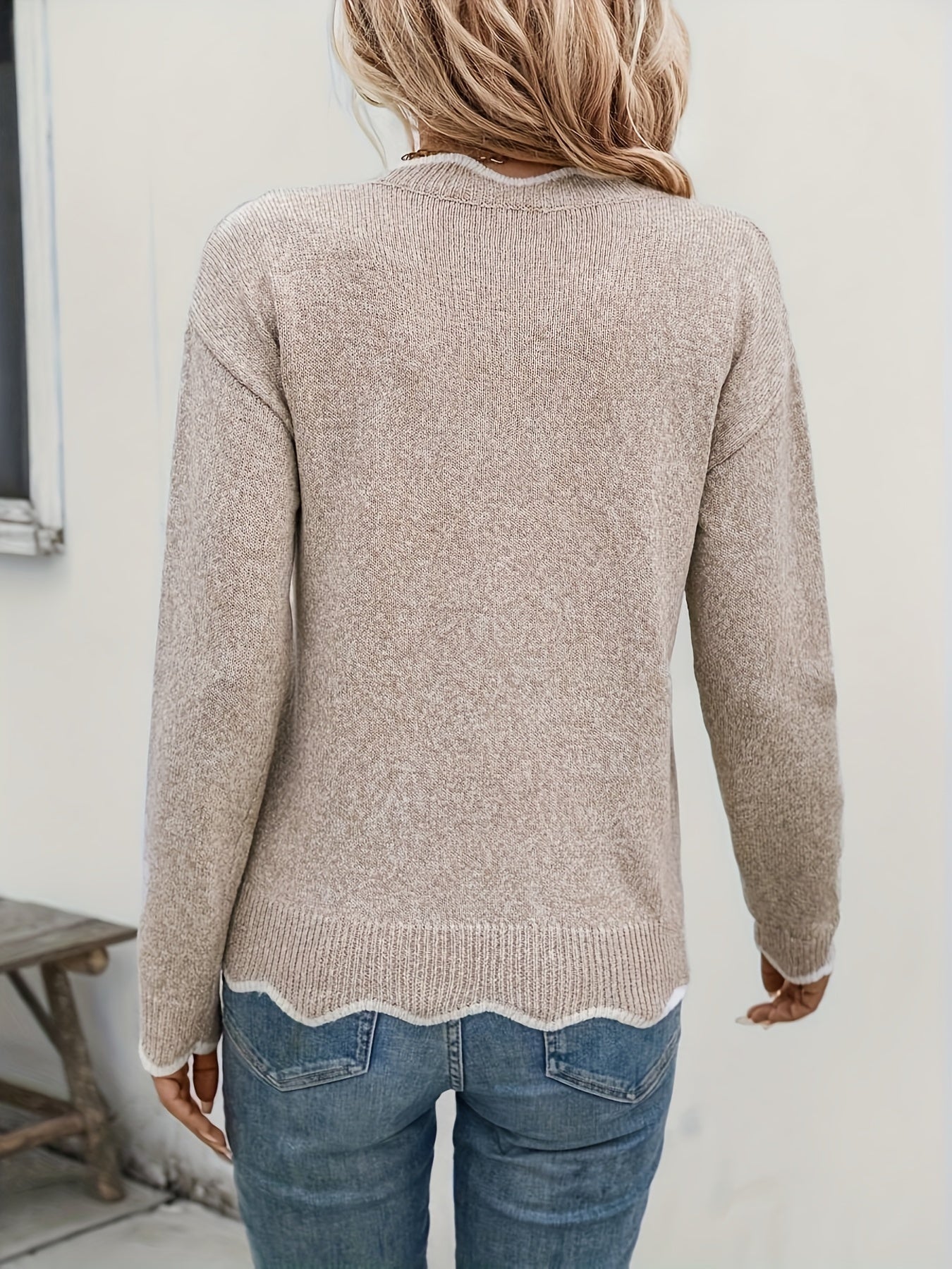 Pull Femme Élégant Col V Décontracté 2