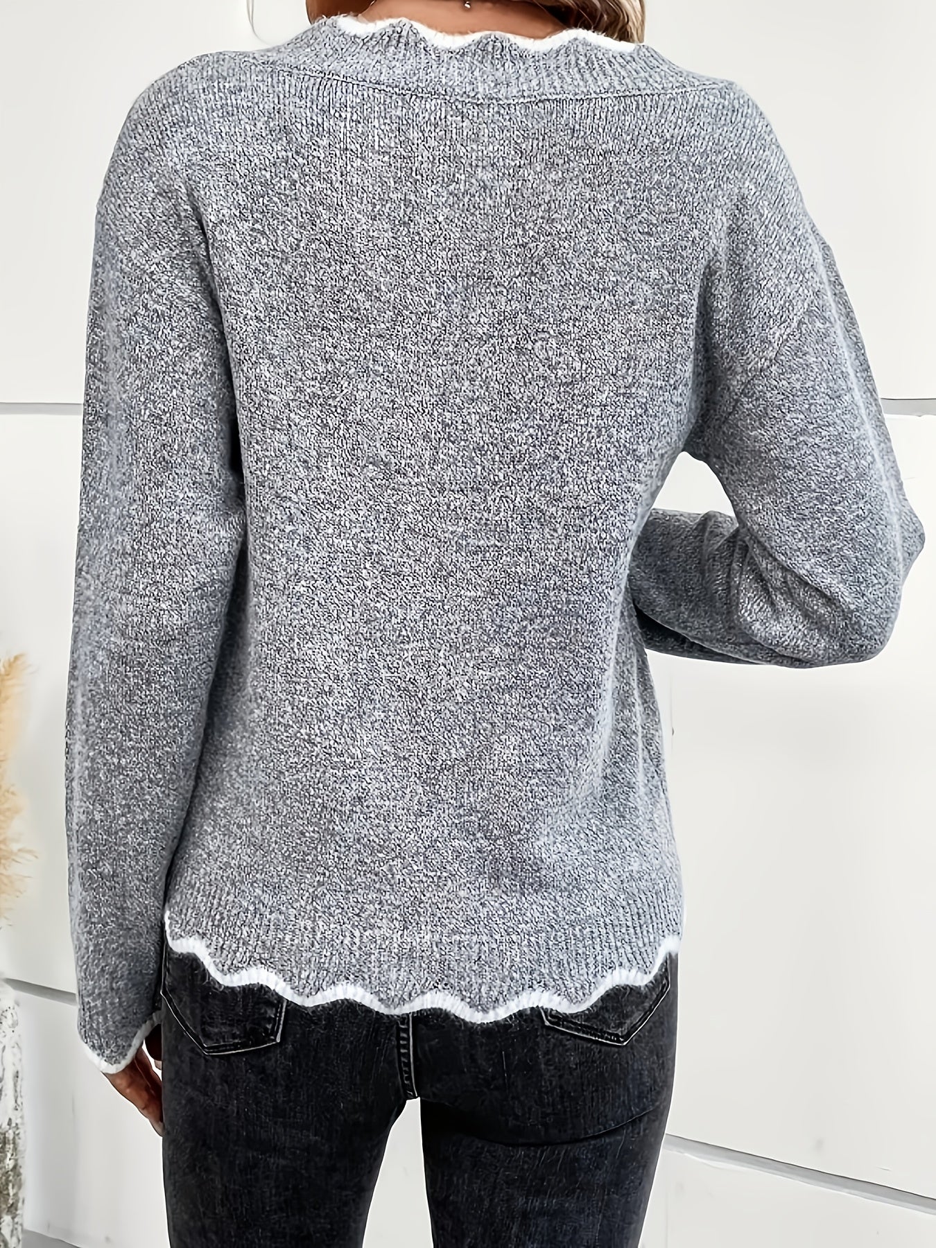 Pull Femme Élégant Col V Décontracté 4