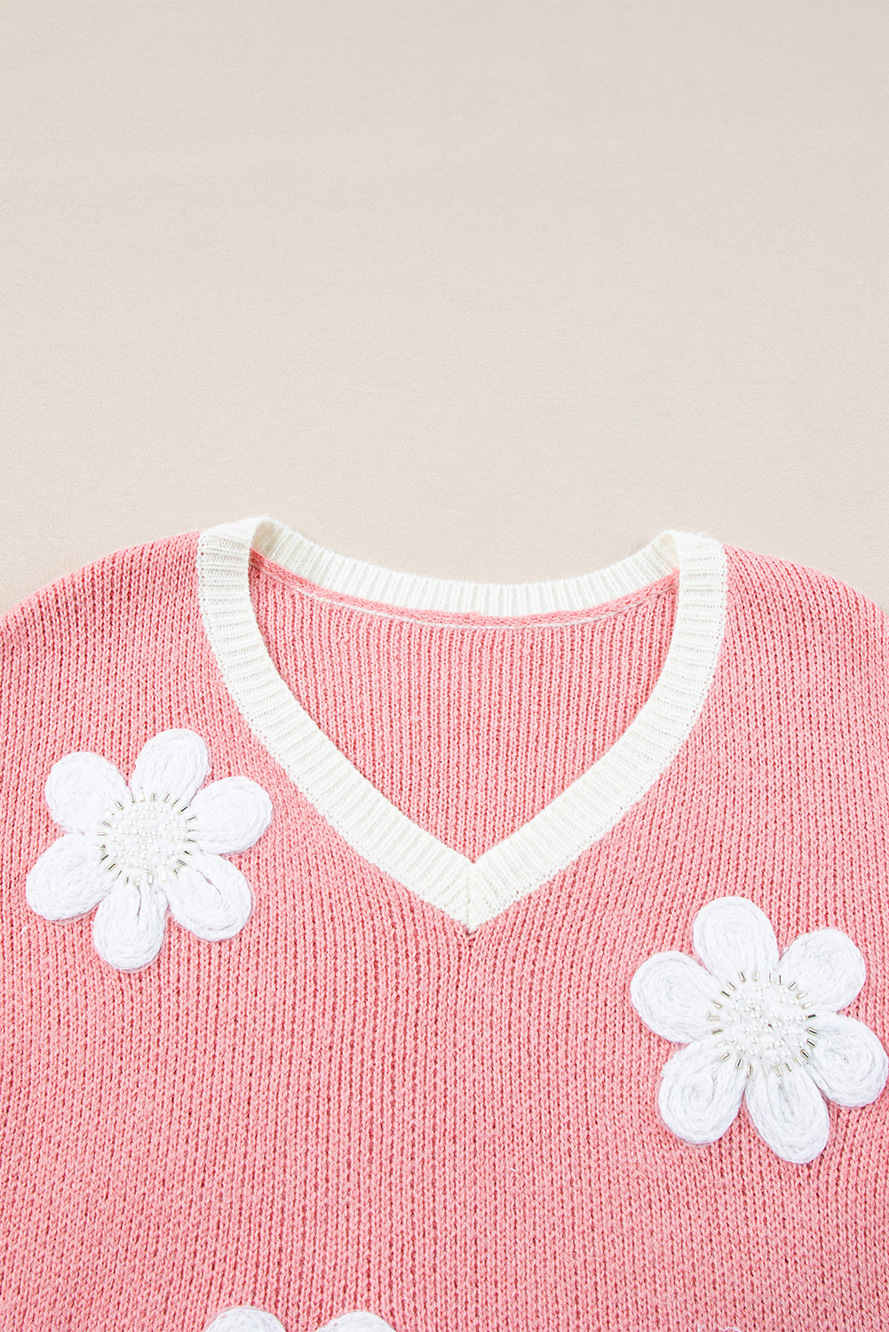 Pull Femme Élégant à Col V Fleuri 4