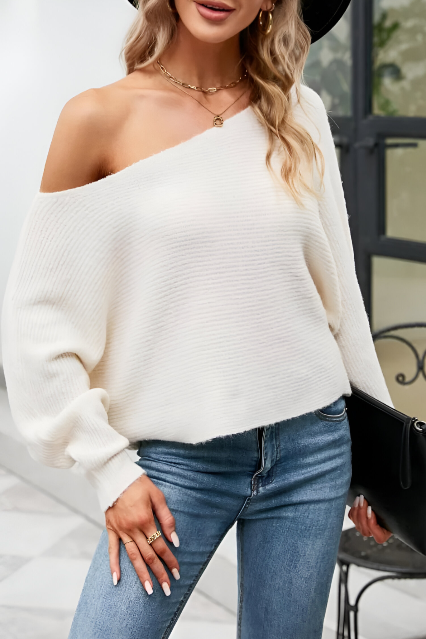 Eleganter Pullover mit Fledermausärmeln für Damen Herbstkollektion