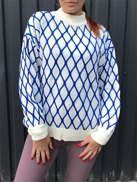 Pull Femme Élégant à Motif Losange 2