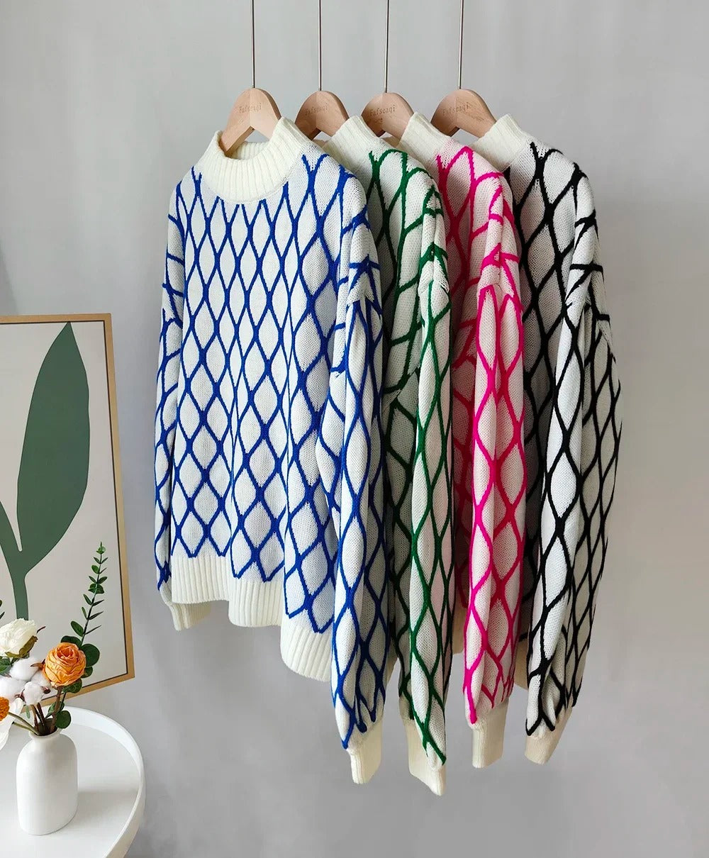 Pull Femme Élégant à Motif Losange 5