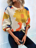 Floraler, künstlerischer Damenpullover, bequemer Strick