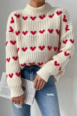 Pulover damă cu imprimeu inimioare multicolor tricot  