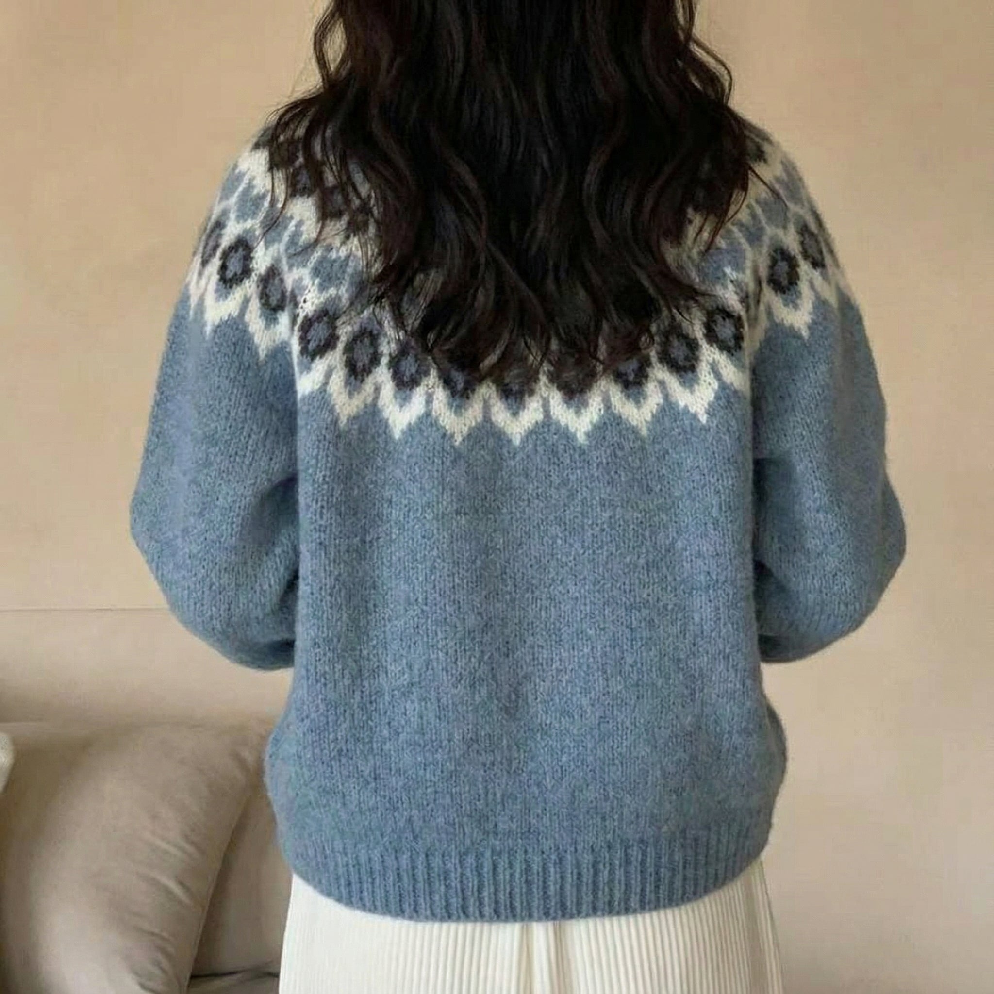 Jacquard Damenpullover, warm, Wärme und Komfort