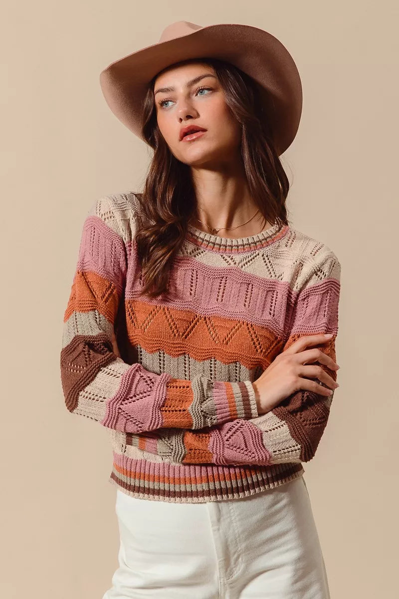 Pull Femme Long Chic à Rayures 2