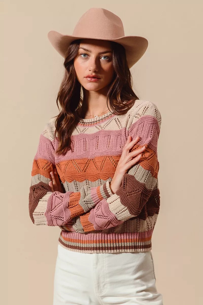 Pull Femme Long Chic à Rayures 5