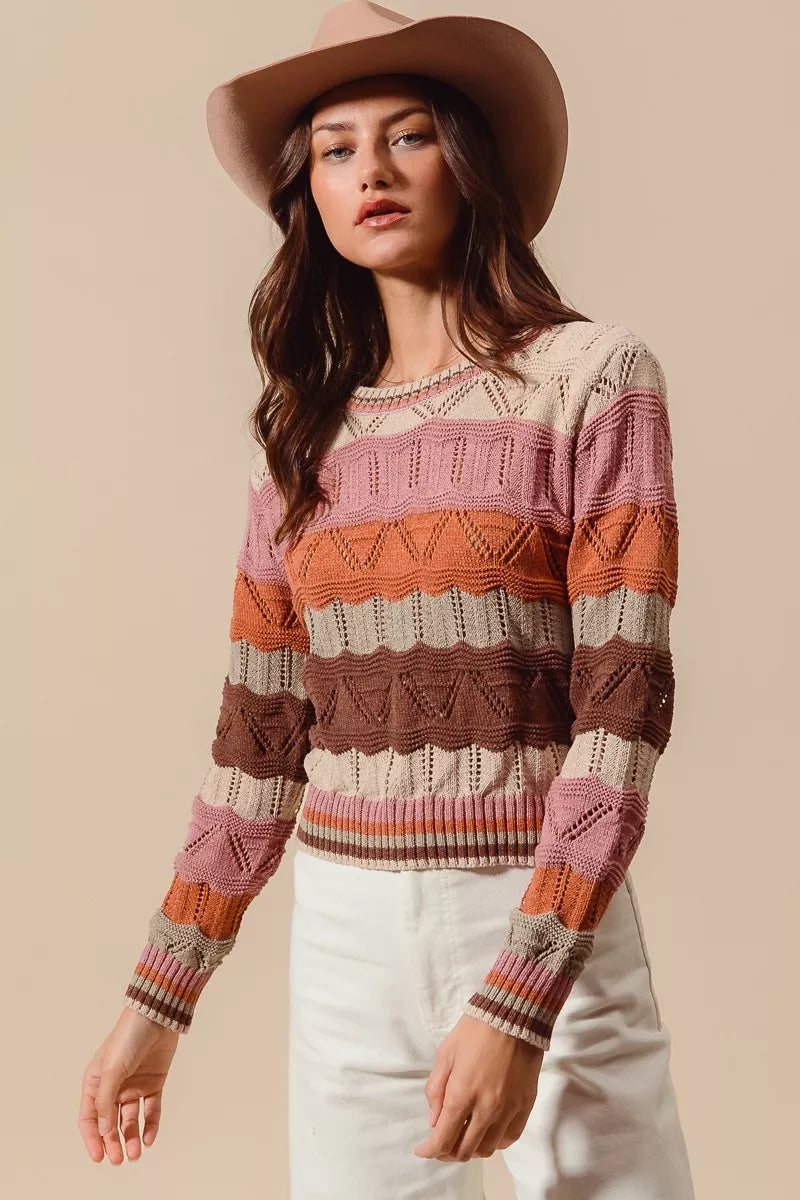 Pull Femme Long Chic à Rayures 7