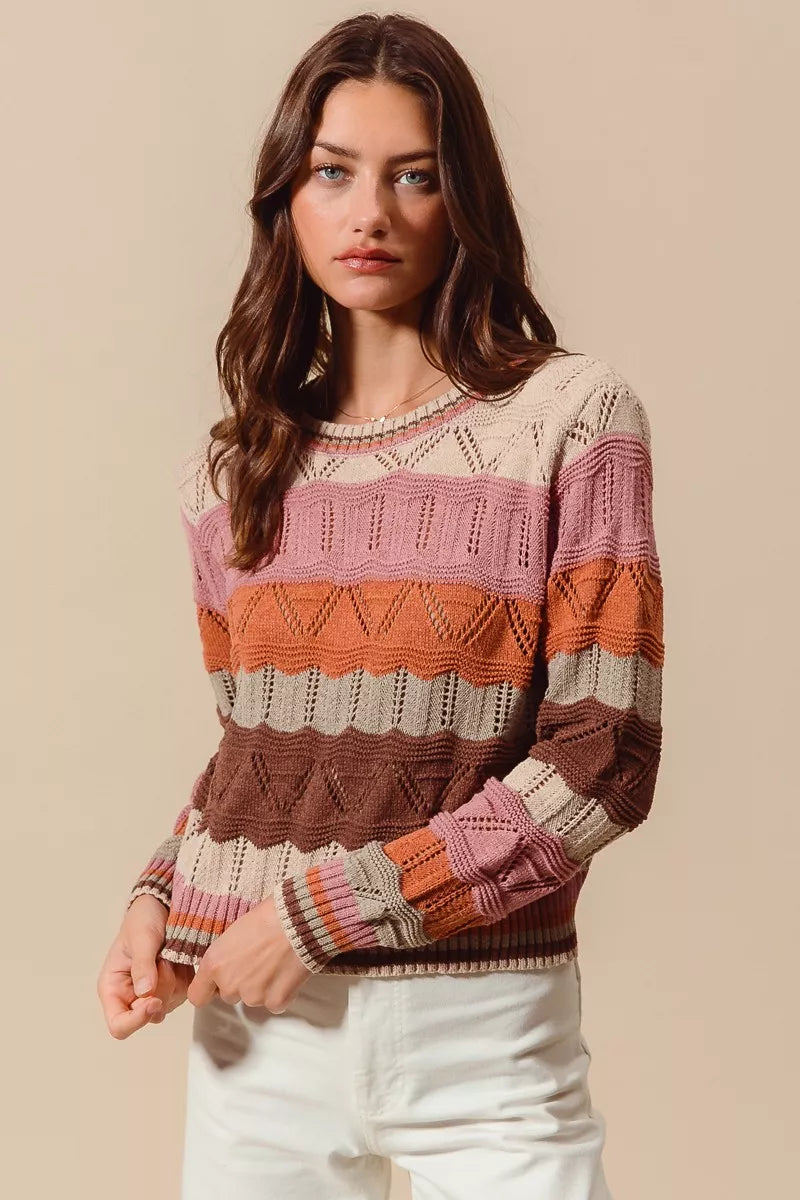 Pull Femme Long Chic à Rayures 8
