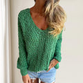 Damenpullover Langarm V-Ausschnitt Polyester