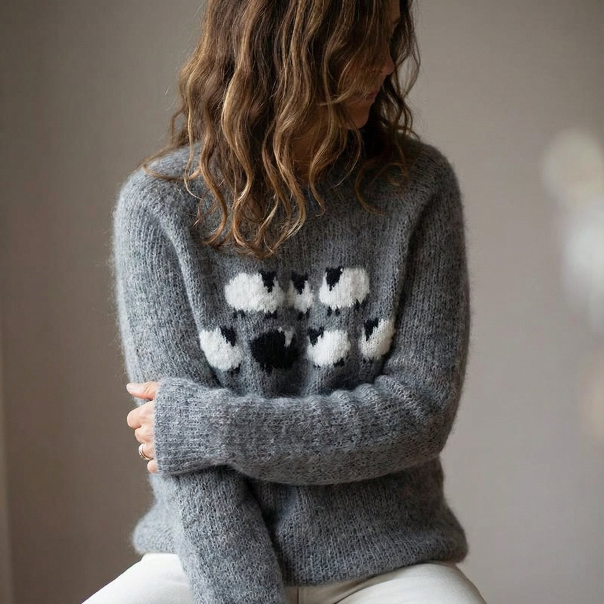 Pull Femme Mignon en Forme de Mouton Laine
