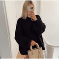 Pull Femme Oversize Noir Maille Fashion Mode Féminine