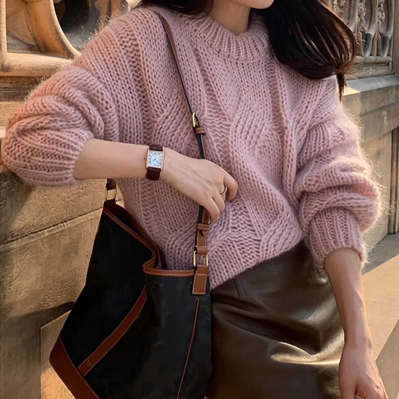 Pull Femme Oversize Torsadé Confortable 2