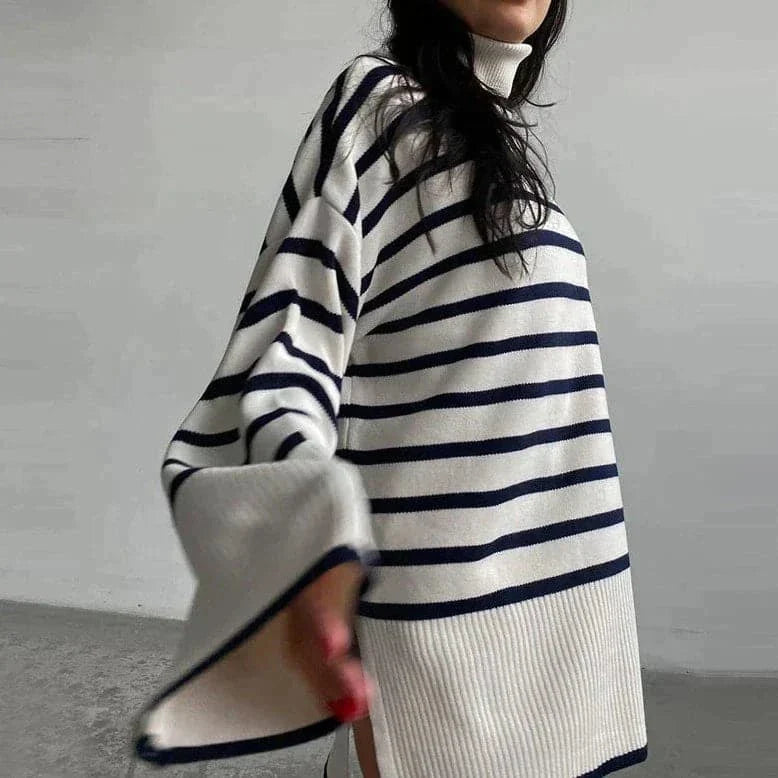 Pull Femme Oversize à Col Roulé Décontracté 2