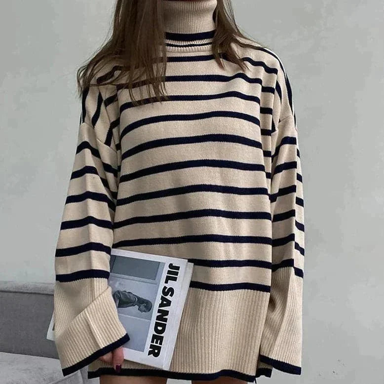 Pull Femme Oversize à Col Roulé Décontracté 5