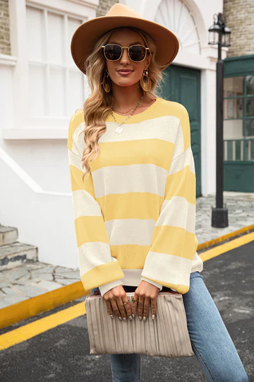 Pull Femme Oversize à Rayures Multicolores 3