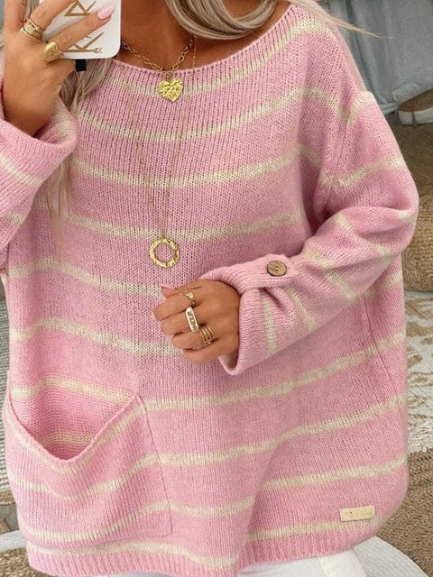 Pull Femme Rayé Tendance Confortable 1