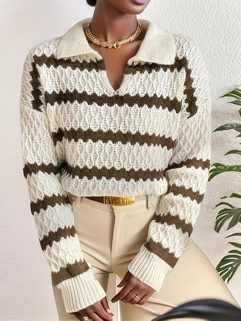 Pull Femme Rayé Tendance Décontracté 0