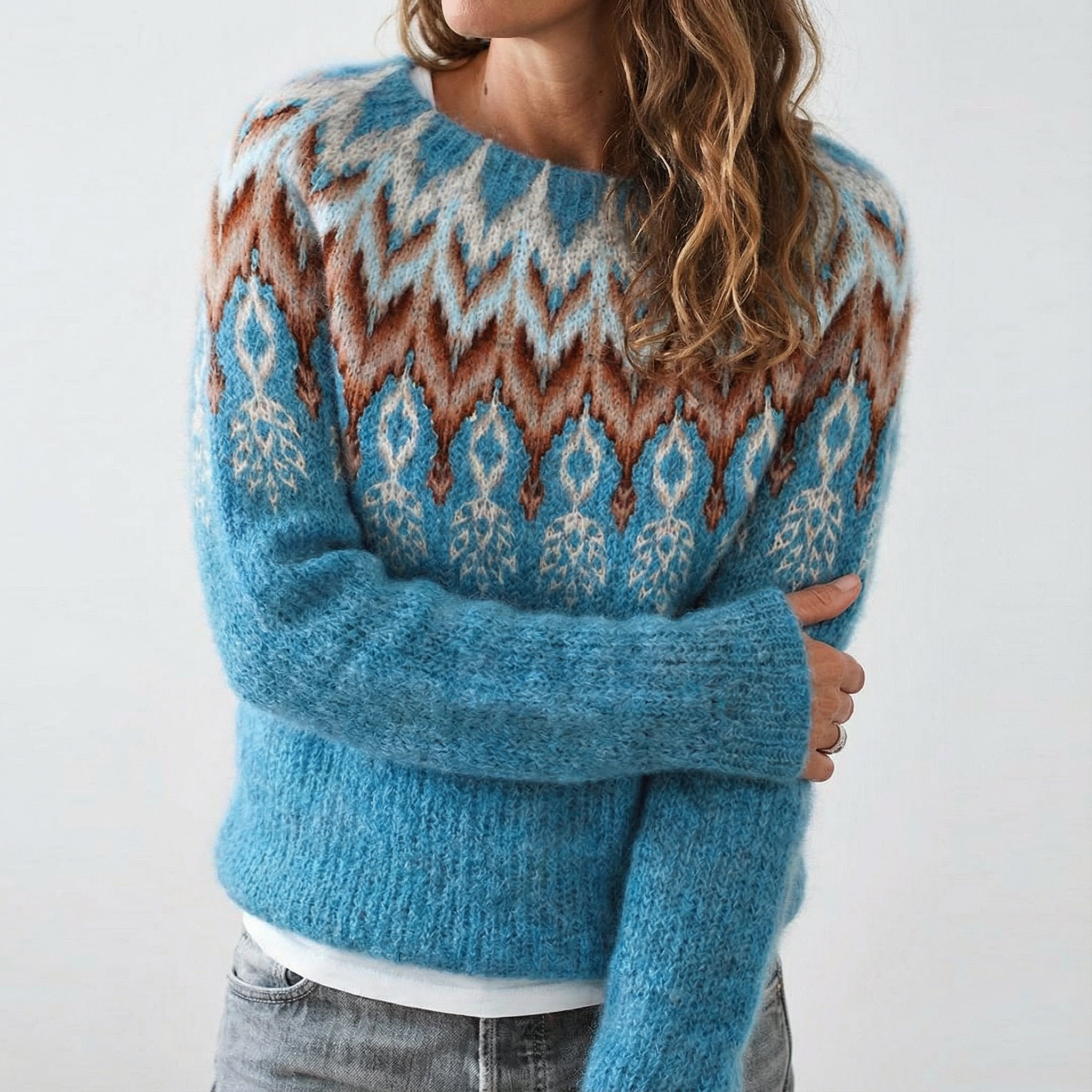 Damenpullover Retro Bunt Einzigartige Wärme Wolle