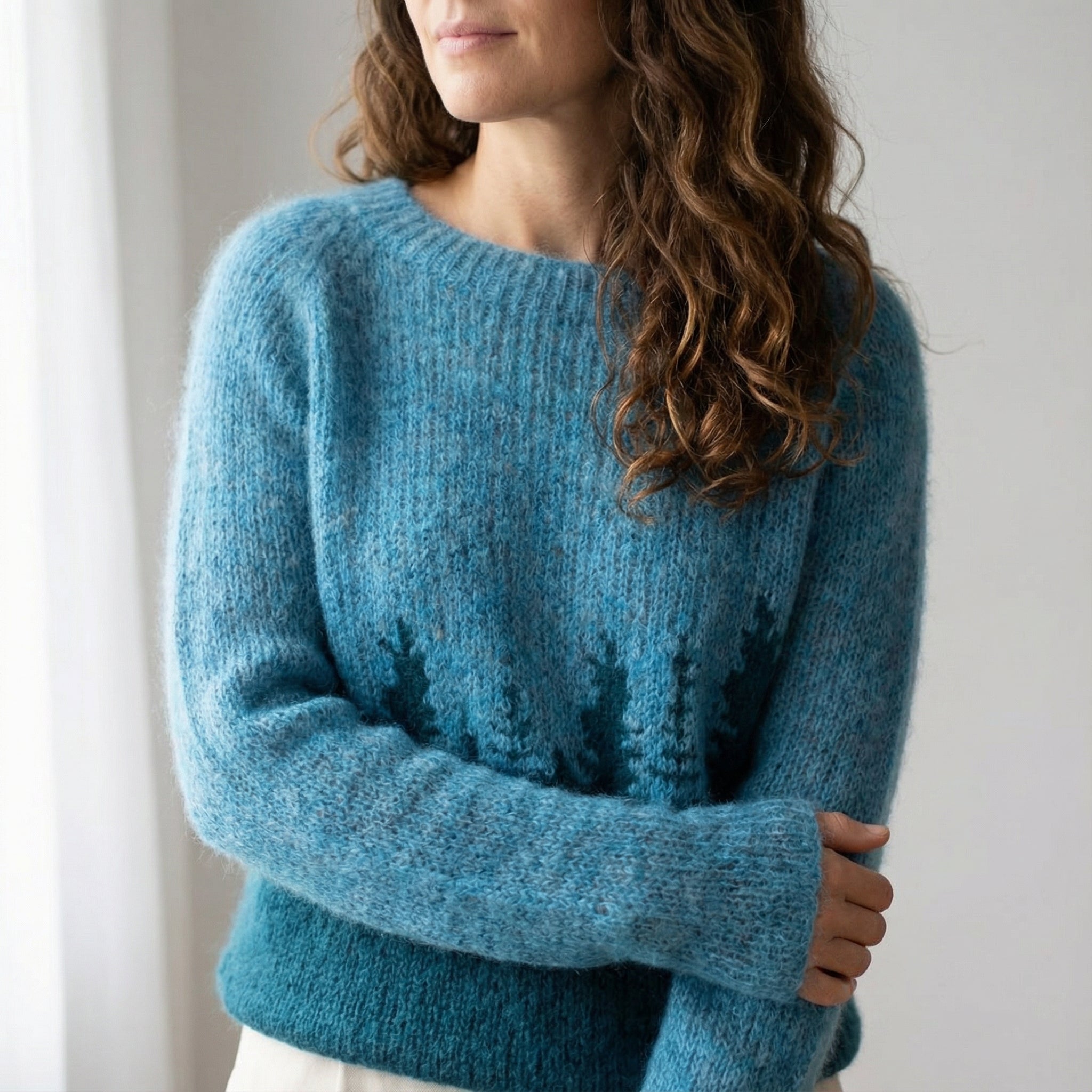 Damenpullover Retro Bunt Warm Wolle