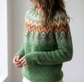 Damenpullover Retro Mehrfarbig Weihnachten Wolle