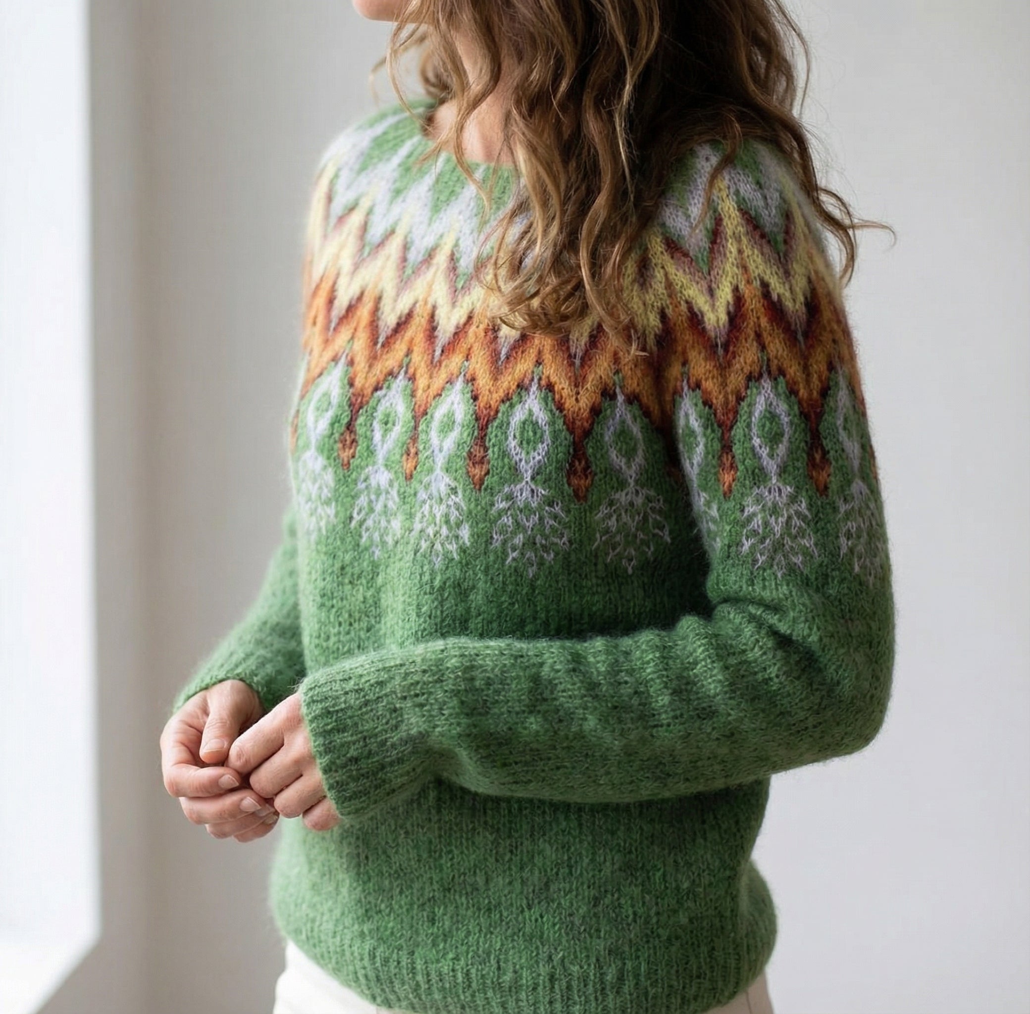 Damenpullover Retro Mehrfarbig Weihnachten Wolle