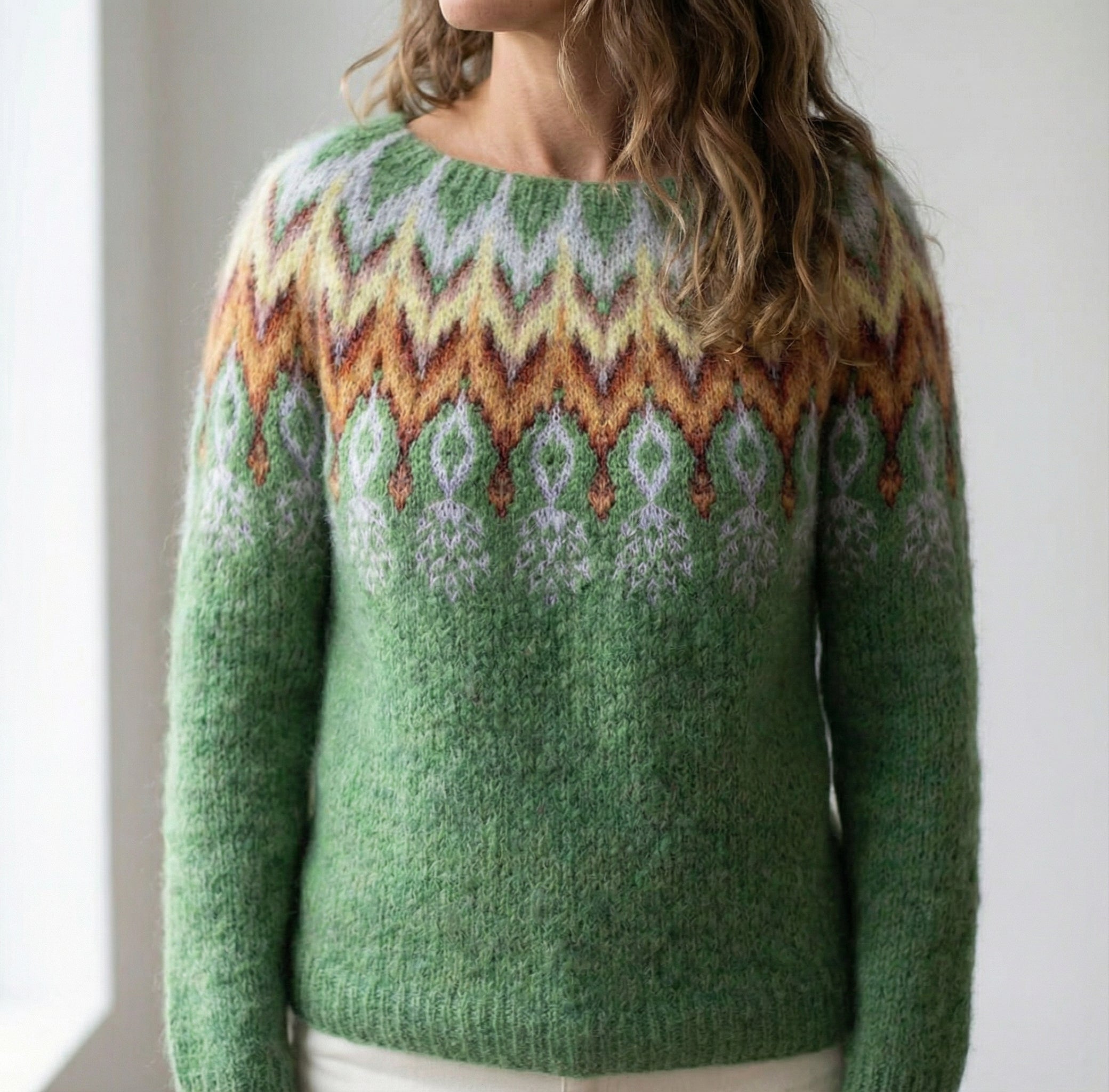 Damenpullover Retro Mehrfarbig Weihnachten Wolle