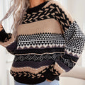 Pull Femme Rétro Tricoté Autumn Collection Design Avec Contraste