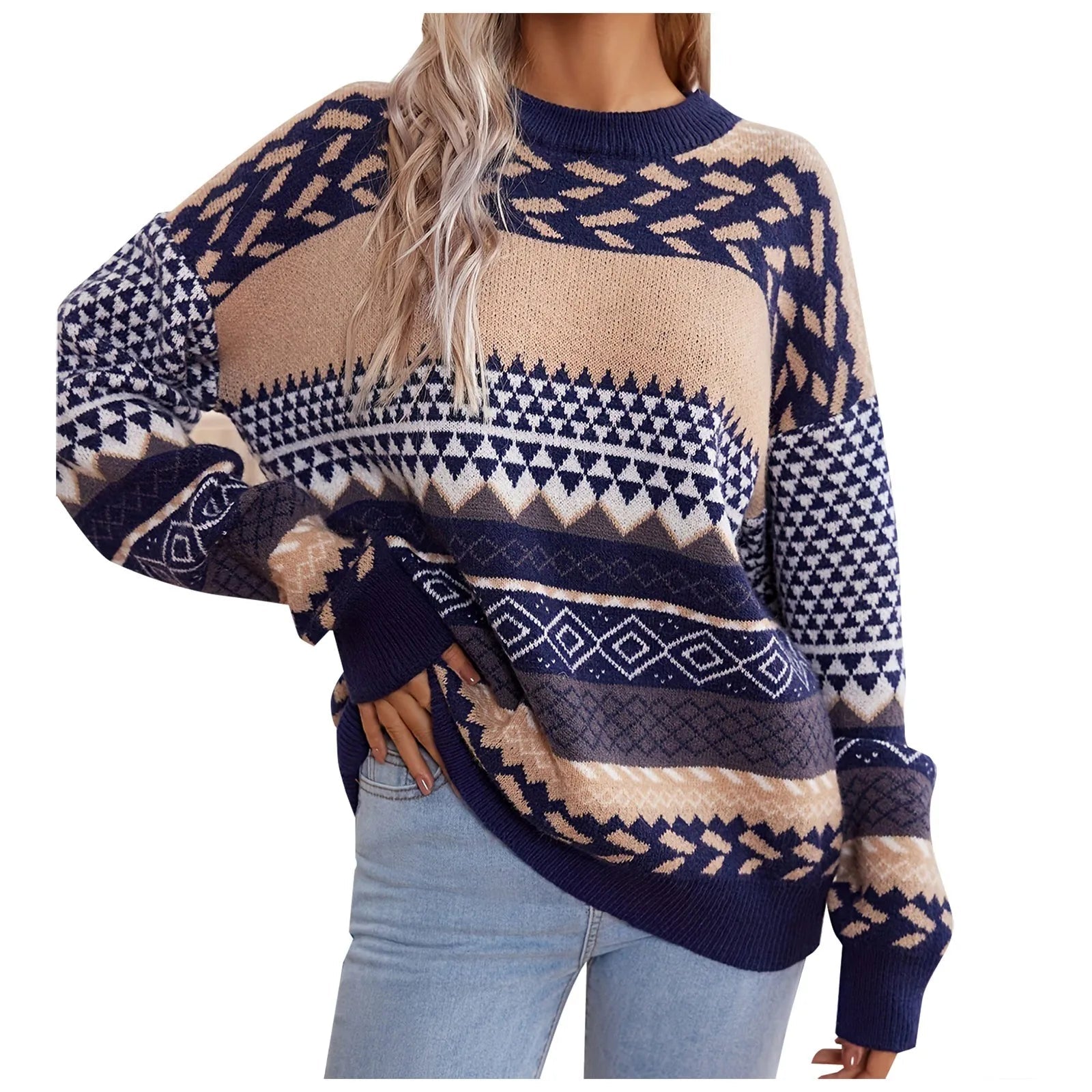 Pull Femme Rétro Tricoté Élégant 3