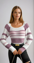 Schlanker Damenpullover mit eleganten Streifen Eleganter Look