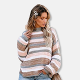 Pulover damă supradimensionat confortabil cu guler rotund tricot