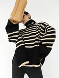 Pull Femme Surdimensionné Rayé Confortable Coton