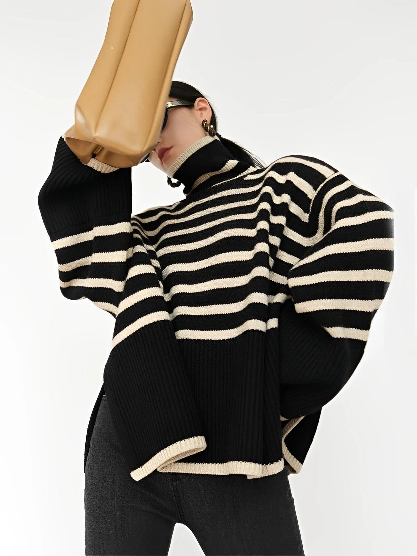 Pull Femme Surdimensionné Rayé Confortable 0