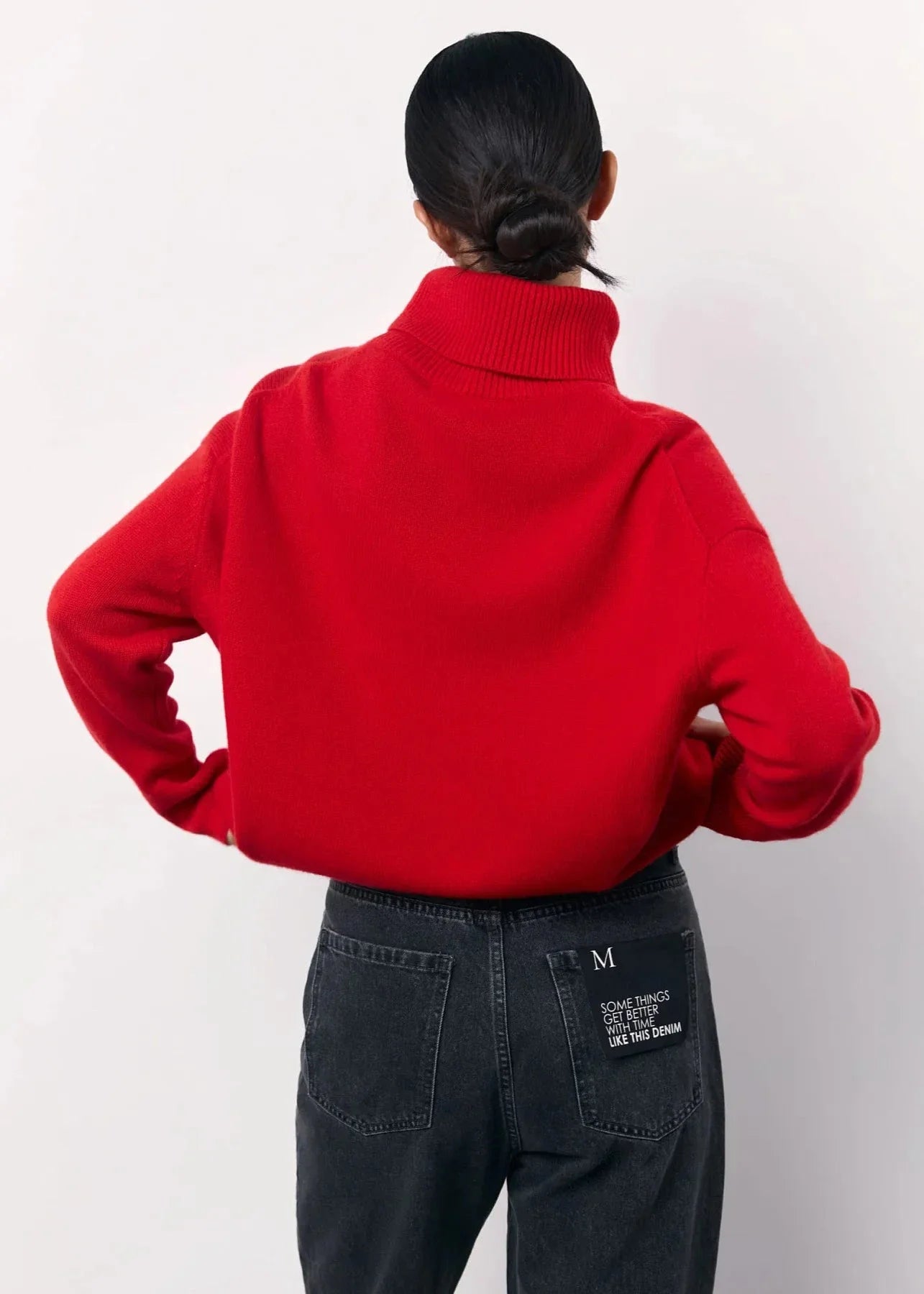 Pull Femme Surdimensionné Rouge à Col Roulé 3