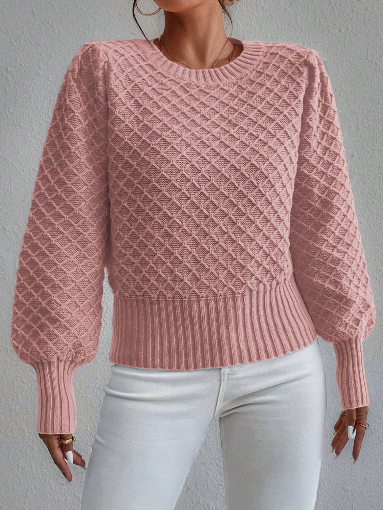 Pull Femme Texturé à Col Rond Chic 2