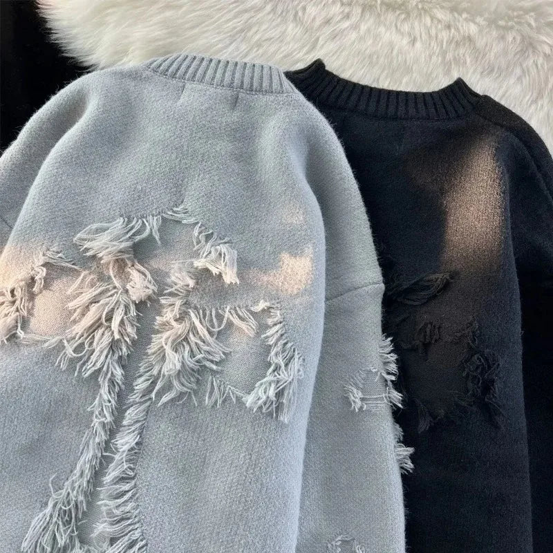 Pull Vintage Homme Ample avec Franges 2