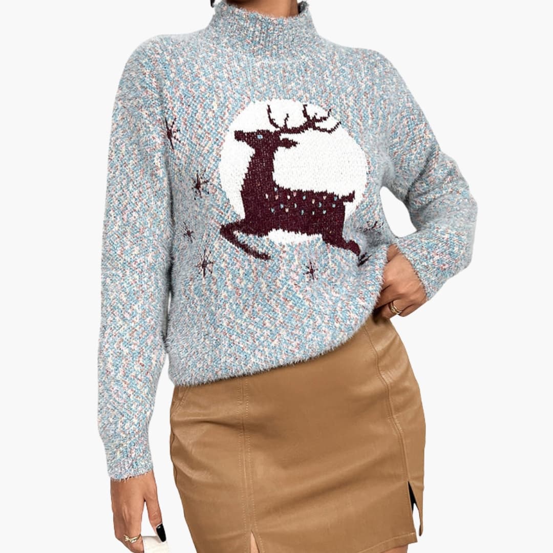 Pull de Noël Femme Col Montant Renne 3