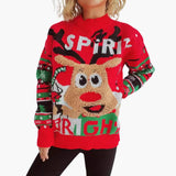 Pulover de Crăciun festiv pentru femei cu model de ren multicolor